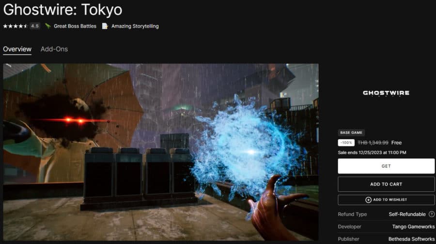 Ghostwire: Tokyo Epic Games Store