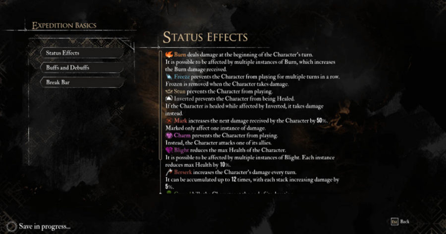 Expedition 33 Status Effects